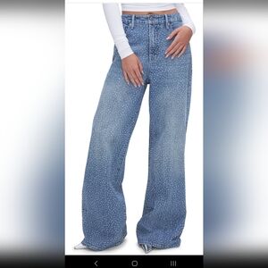 Good American Blue Wide Leg Jeans with Sparkle Brand NEW